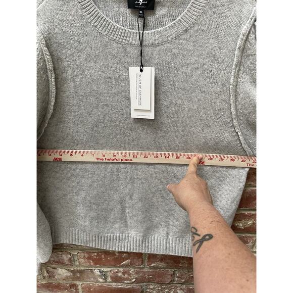 NWT 7 For All Mankind 7FAM Merino Wool Cashmere Blend Sweater Grey Heather XL - Picture 3 of 11